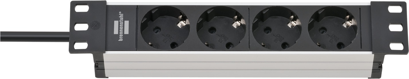 Brennenstuhl Alu Line Steckdosenleiste 10 Zoll H05VV-F3G1,5 für Racks 4-fach 2m