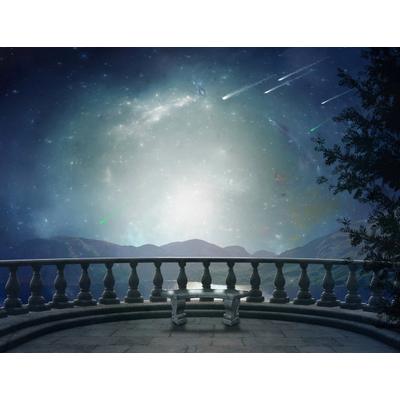 Fototapete PAPERMOON "Fantastischer Balkon", bunt, B:4,5m L:2,8m, Vlies, Tapeten