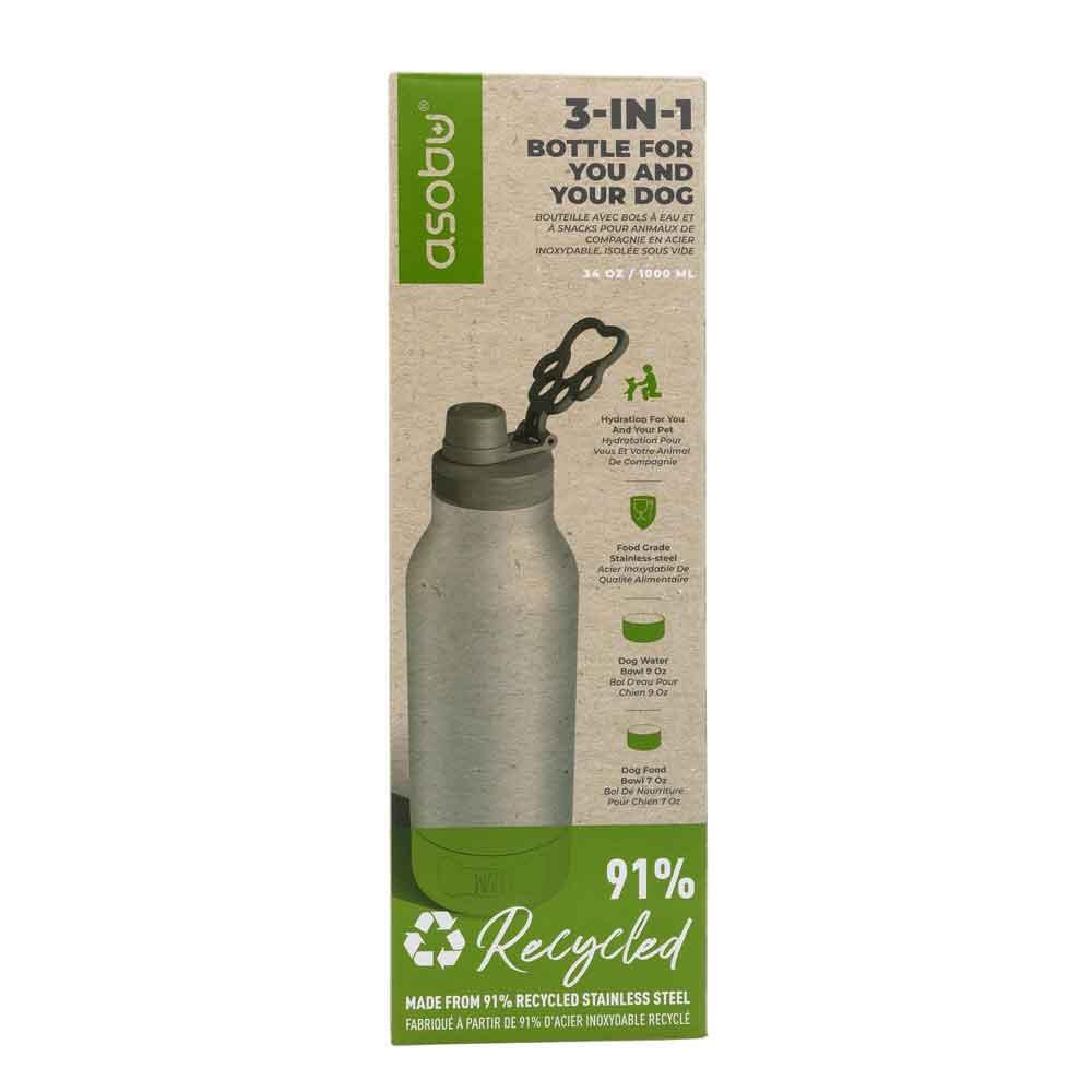 Asobu Dog Bowl Buddy recycelte Edelstahlflasche mit 2 Näpfen - silber (SDB2 recycled SS) 353887
