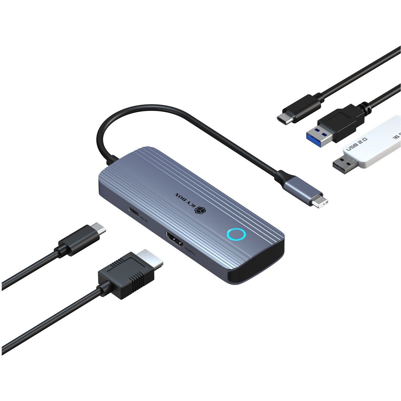 Icy Box IB-DK4081-SO (aluminium, PD, HDMI, USB-C, USB-A)