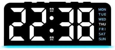 Uplifted Finds Modern Wide View Digital LED Desktop Clock white Shell blue