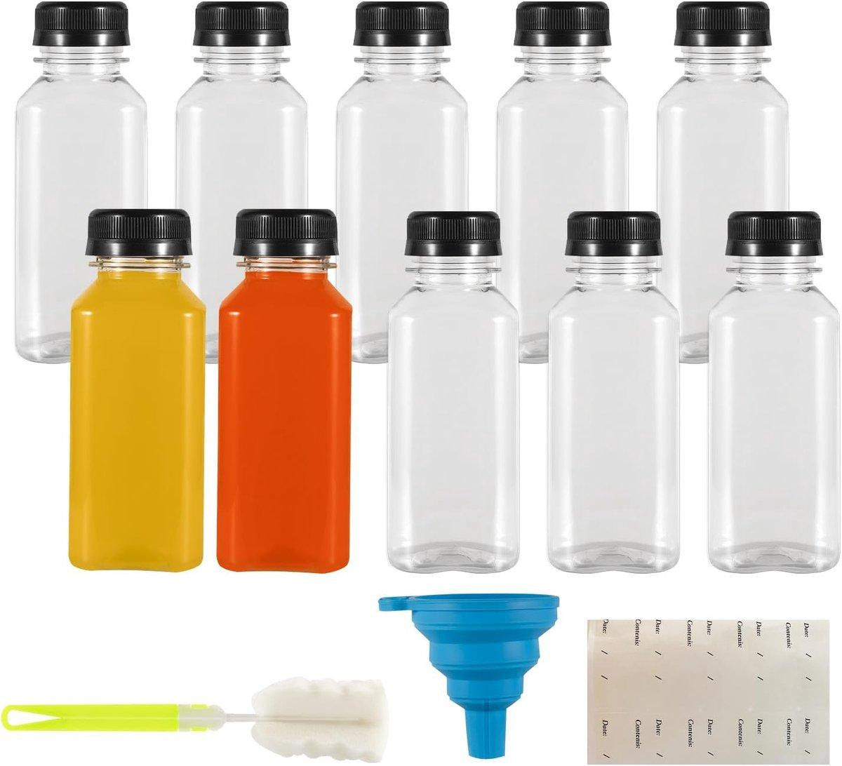 PromoHome 10 stuks herbruikbare BPA-vrije plastic flessen van 250 ml met kinderslot