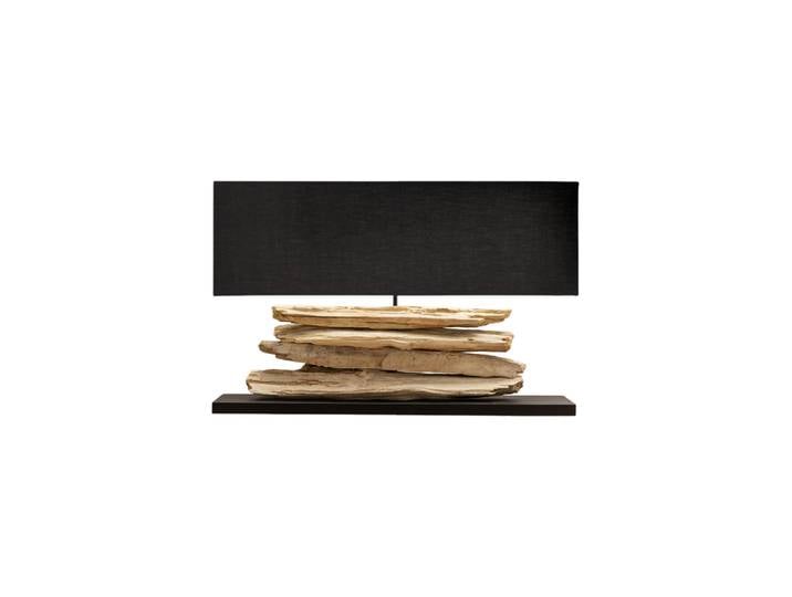 Grosse, handgefertigte Tischlampe „Riverine“ Leinen Schwarz Invicta Interiors