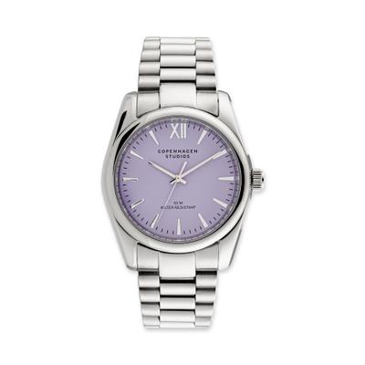 Quarzuhr COPENHAGEN STUDIOS "Classic Round Watch", lila (silberfarben, fliederfarben, fliederfarben), Armbanduhren, Damen, silberfarben, Quarzuhr, Armbanduhr, Damenuhr, Edelstahlarmband, analog