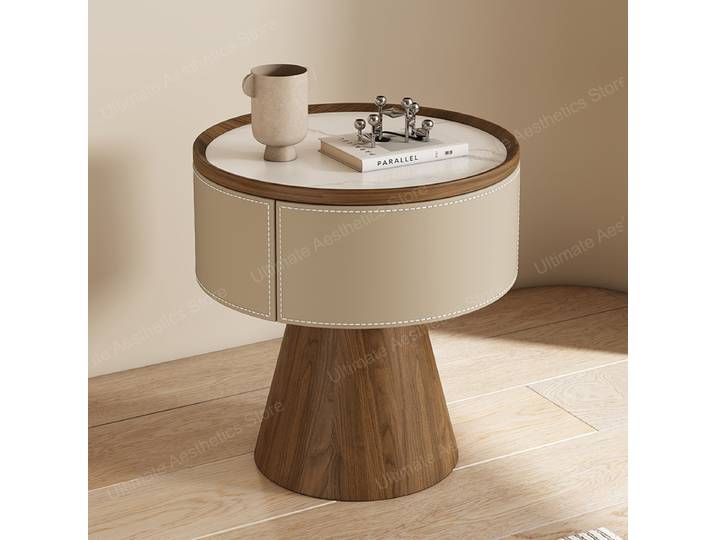 Tables De chevet rondes avec tiroirs, Table De chevet esthétique Premium, meubles De chambre à coucher De luxe modernes