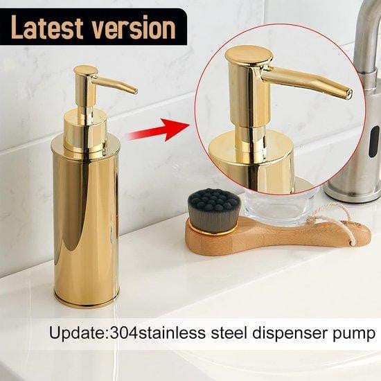oCreon Navulbare Dispenser van 304 RVS met Reserve Pompkop, 180ml, Goud