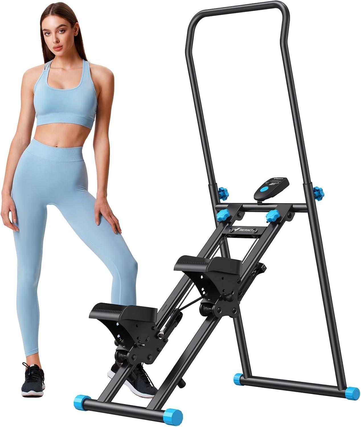 Steigermaschine für das Heimtraining, kompaktes, zusammenklappbares Gerät für tägliches Cardio-Training, Steigermaschine mit 2 Geschwindigkeitsstufen, verstellbare Pedale