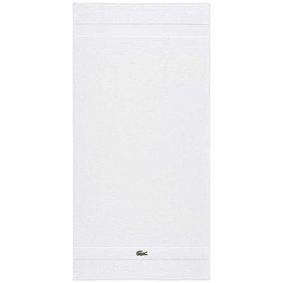 Duschtuch LACOSTE "LCASUAL", weiß (blanc), B:70cm L:140cm, Frottier, Obermaterial: 100% Baumwolle, Handtücher, mit Label-Applikationen und Bordüre