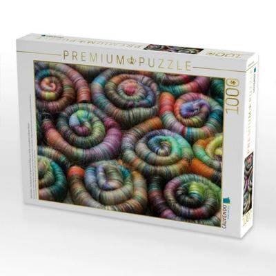 CALVENDO Puzzle Spinnfutter - Kunterbunte handgedrehte Rolags aus Wolle und anderen schönen Fasern | 1000 Teile Lege-Größe 64x48cm Foto-Puzzle für