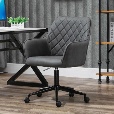 Vinsetto Office Chair with Adjustable Height, Microfiber Cloth, Diamond Line Design, and Mid-Back Padded Armrests
