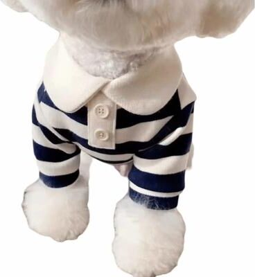 Uplift Picks Fashion Dog Striped Shirt Breathable Cooling Pet T Shirt With Collar Style Design navy Blue xl