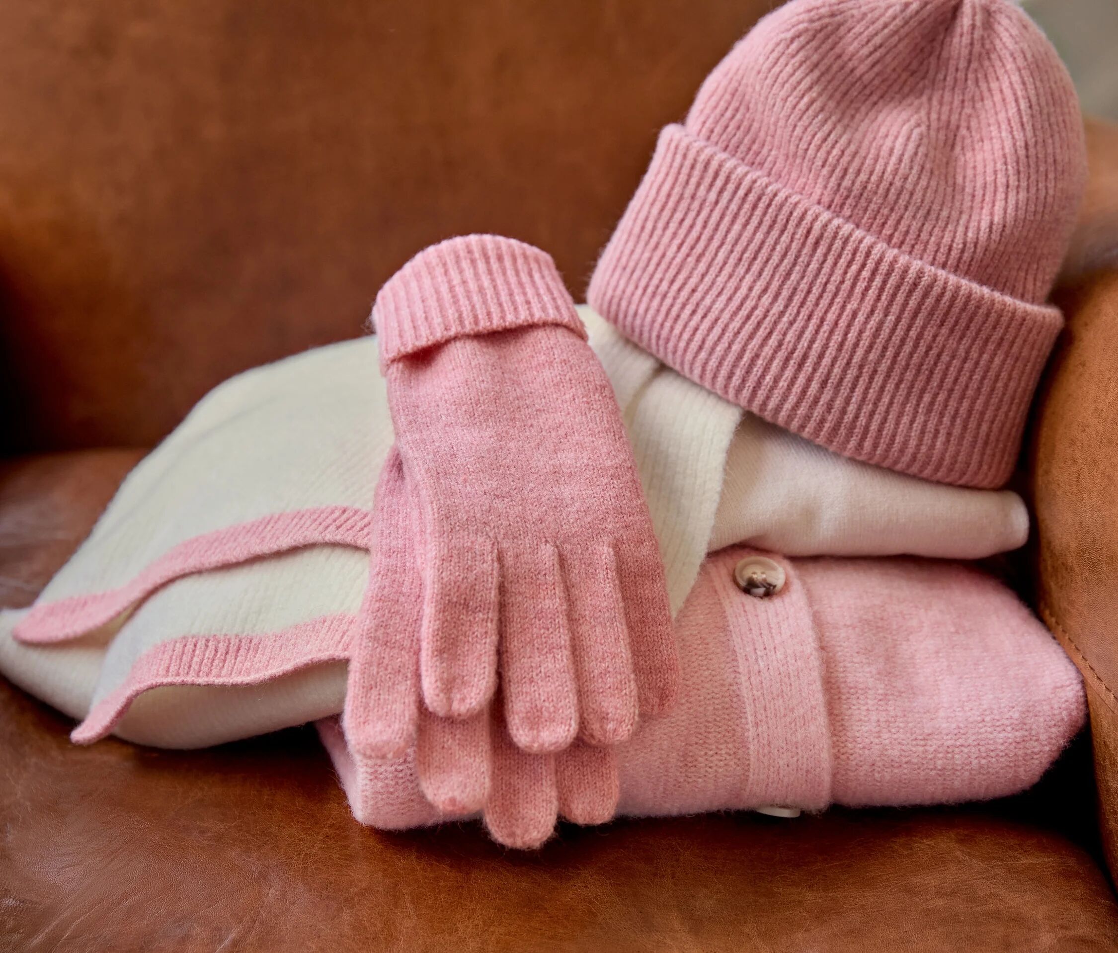 Tchibo - Strickhandschuhe mit Wolle - rosé