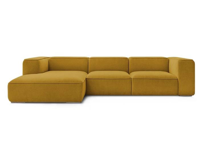 Ecksofa BOBOCHIC ZEPHYR Stoff mit Textur gelb