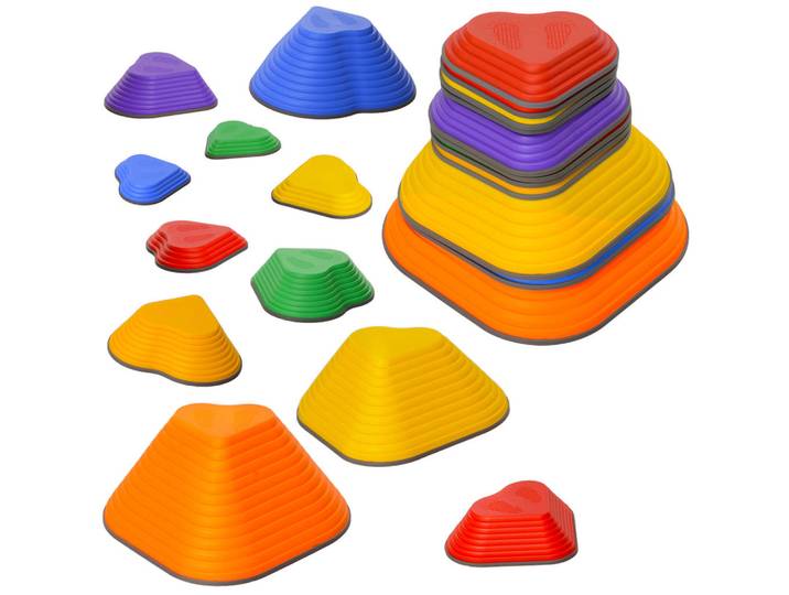 Aiyaplay Balance-Trittsteine, 11er-Set, stapelbar & leicht, rutschfest, für Innen/Außen, Mehrfarbig, Kunststoff, 39x20x42 cm, Spielzeug, Sonstiges Spielzeug