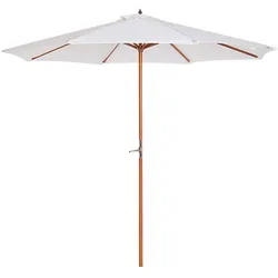 Holz Sonnenschirm Holzschirm Gartenschirm Balkonschirm Creme 2,5m