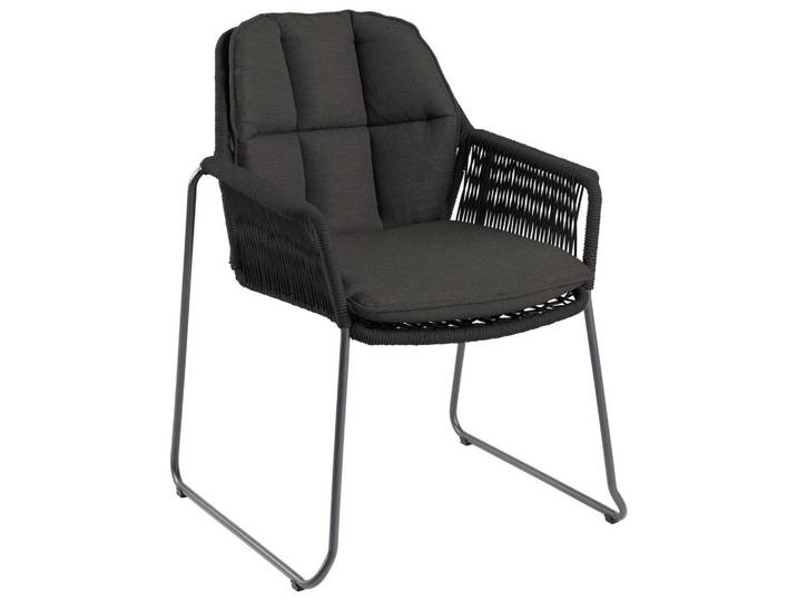 Tierra Outdoor Stapelstuhl, Schwarz, Metall, Textil, Füllung: Polyurethan (Pur), Kufe, 66x87x64 cm, stapelbar, Gartenmöbel, Gartenstühle, Gartenstühle stapelbar