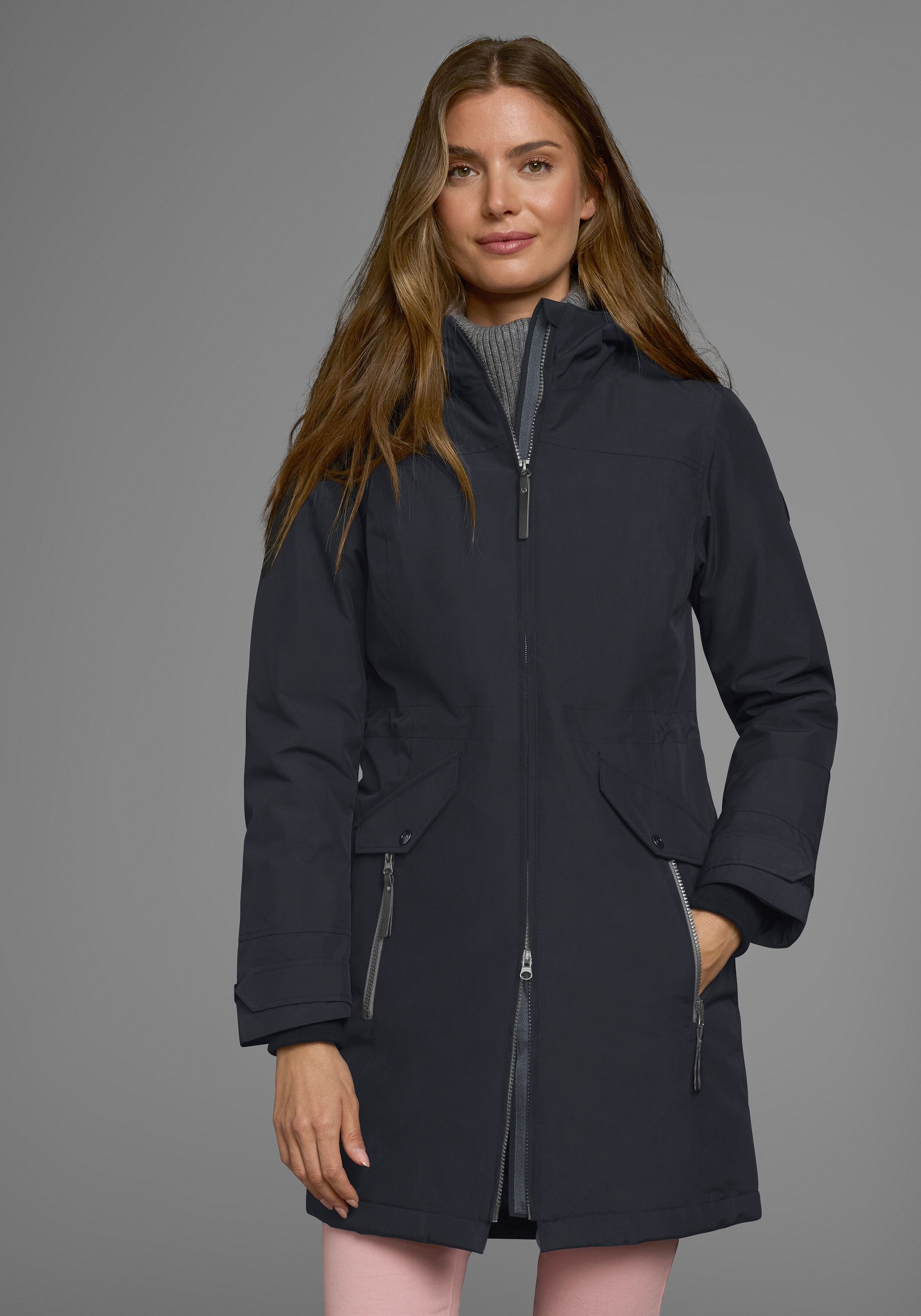 Funktionsparka POLARINO, Damen, Gr. 38, schwarz, Web, Obermaterial: 100% Polyester. Futter: 100% Polyester. Wattierung: 100% Polyester, mit Riegel,verstellbar Rippstrickbündchen mit verstellbarem Klettverschluss, Jacken Funktionsparka, wasserdicht, atmung