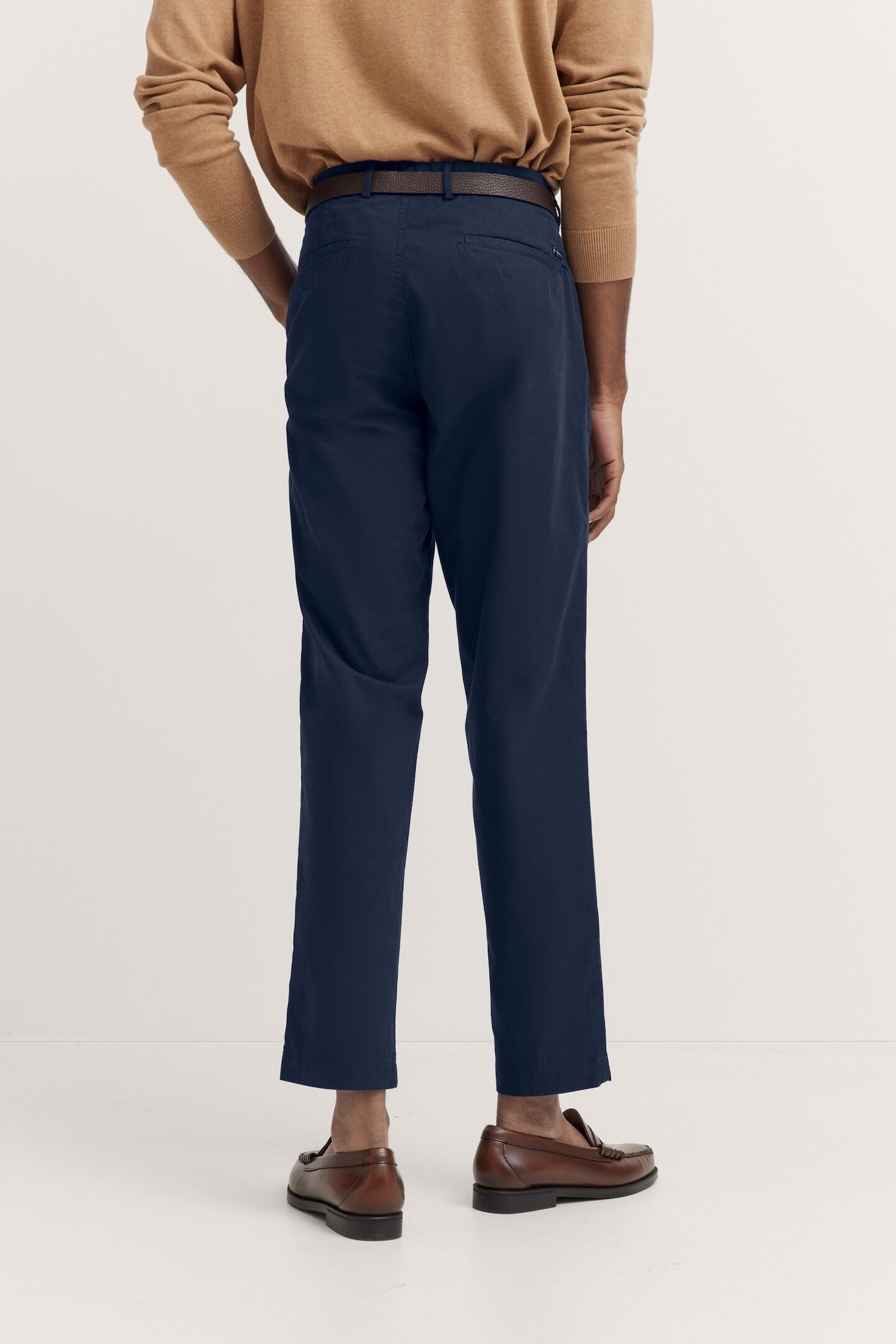 Chinohose BUGATTI, Herren, Gr. 34, Länge 32, blau (380, marine), 97% Baumwolle, 3% Elasthan, unifarben, gerade, unten schmal, Hosen Chinohose, mit praktischen Gürtelschlaufen 380, marine 34, Länge 32