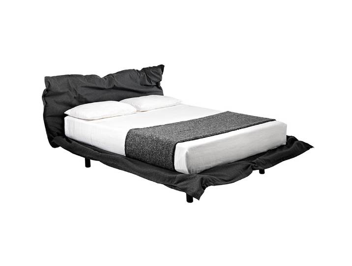 MOGG lit BIG HUG (Anthracite, 220 x 235 x H 95 cm - Chiffon, bois de hêtre)