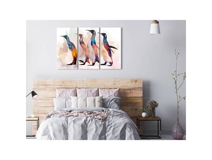 Wandbild Penguin Wandering 3-teilig Leinen Multicolor 120 x 80cm