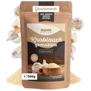 Monte-Nativo Knoblauch Premium Qualität, Pulver, getrocknet, im wiederverschließbaren Beutel, 500 g