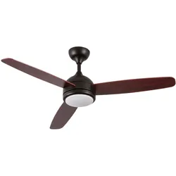 Deckenventilator mit Licht, 3 Flügel, 56 W, 6 Geschwindigkeiten, Vermont dunkles Holz Dayron