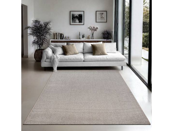 the carpet Mirella – Tapis salon moderne tissage structuré tons neutres facile d'entretien Beige 200 x 280 cm D36