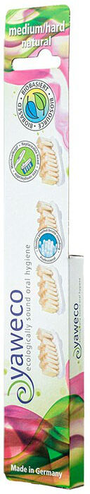 Yaweco Nature Hard Medium Toothbrush Replacement Parts, 4 Units