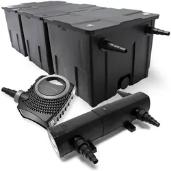 Wiltec, Brunnen + Gartenteich, Set: Teichfilter 90000l 36W UVC Teichklärer 80W Teichpumpe 451