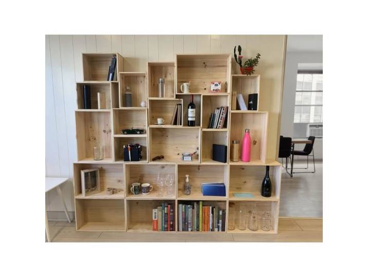 Etagere rangement caisse en bois Mabouteille® - Etagere bibliotheque 200x150 cm avec 22 caisses de rangement [Meuble en pin massif]