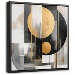 LEINWAND Bilder mit Rahmen - Abstrakt - Gold - Silber - Formen - Ästhetisch - Modern - 20x20