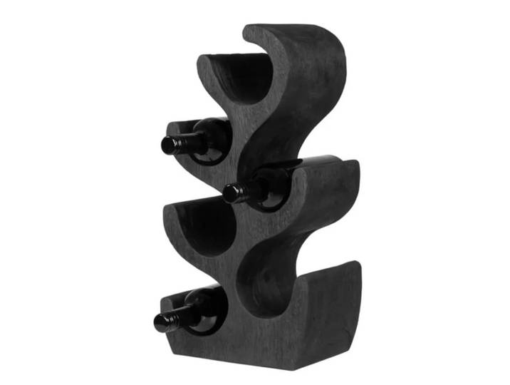 Porte bouteille noir en bois 52x28x19