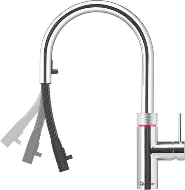 Quooker Flex, verchromt glänzend, mit Combi Heißwasser Reservoir, 22XCHR Combi