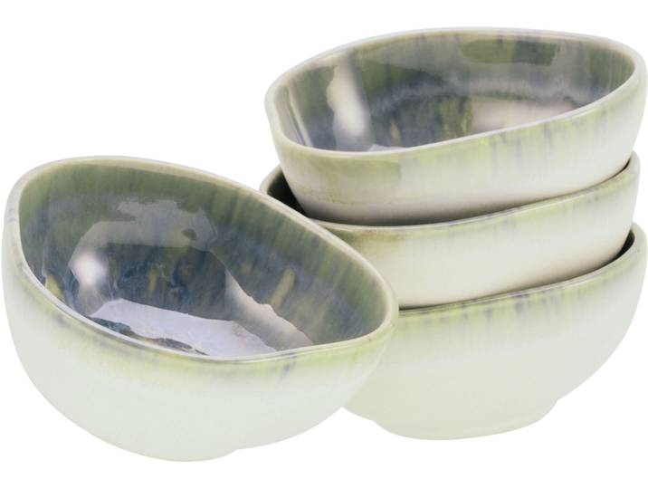 Dipschale CREATABLE Yuki , grün (grün, blau), Ø:11,5cm, Steinzeug, Schüsseln, Dipschale, Reaktiv-Digitaldruck, jedes Stück ein Unikat, Ø 11,5 cm