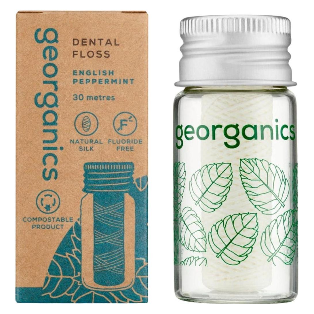 Georganics nić dentystyczna z jedwabiu do codziennej pielęgnacji smak mięty pieprzowej Refill 100 m (100 m) (XDK-GOR-201491)