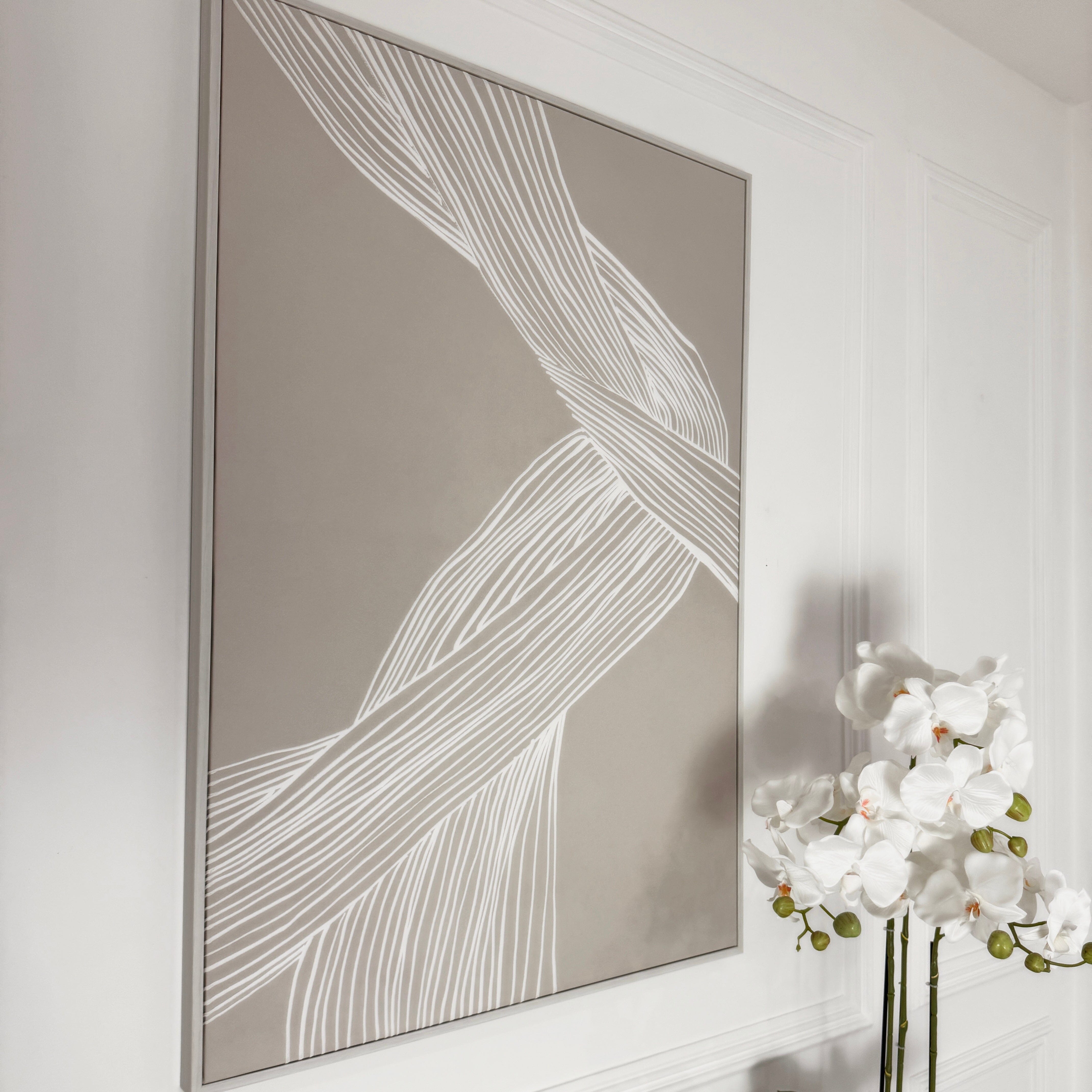 Nelly Taupe Abstract Lines Framed Wall Art - II