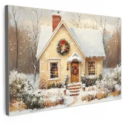 LEINWANDBILD Weihnachten - Zuhause - Winter - Schnee Groß 140x90 cm