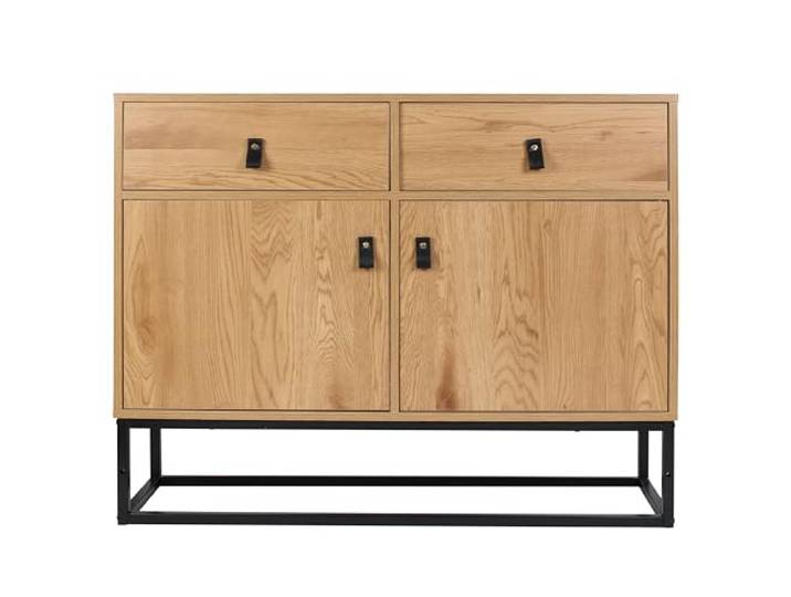 HOME DECO FACTORY Sideboard Holz und Metall 4 Schubladen Authentischer Stil Natur