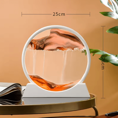 Uplift Curations 12 Inch 3D Moving Sand Art Picture Round Glass Flowing Sandscape Decor white Yellow