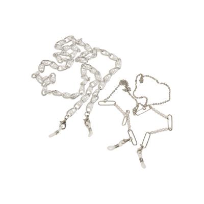 Armband URBAN CLASSICS "Urban Classics Unisex Multifunctional Chain With Pearls 2-Pack", silber, Armbänder, Damen, onesize, Eisen, Armband