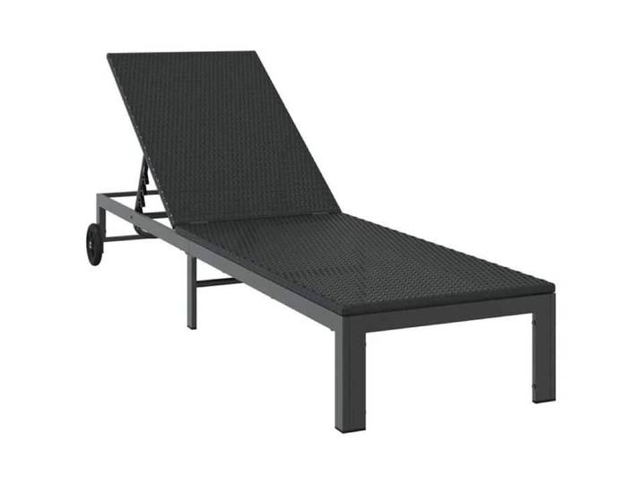 80154& CHIC Transat Bains de soleil transat d'extérieur Noir 206x62.5x74 cm polyrotin - 206x62 5x74 cm
