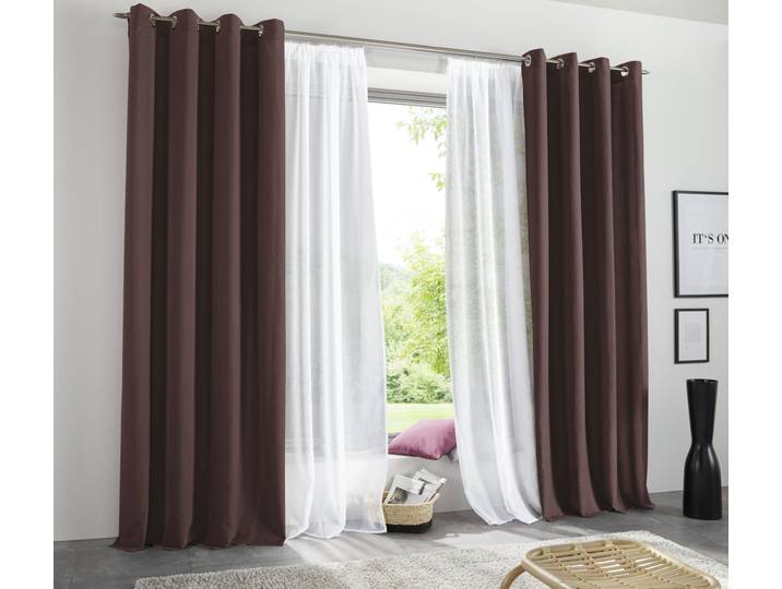 Vorhang GOODPRODUCT Raja mit Ösen, 2er Pack, blickdicht, Topseller Gr. 4, braun, B:140cm H:245cm, Polyester, Recyceltes Material, Gardinen, Vorhang, einfarbig, Einfache Montage, Pflegeleicht, Ösen, 2 er Pack, uni
