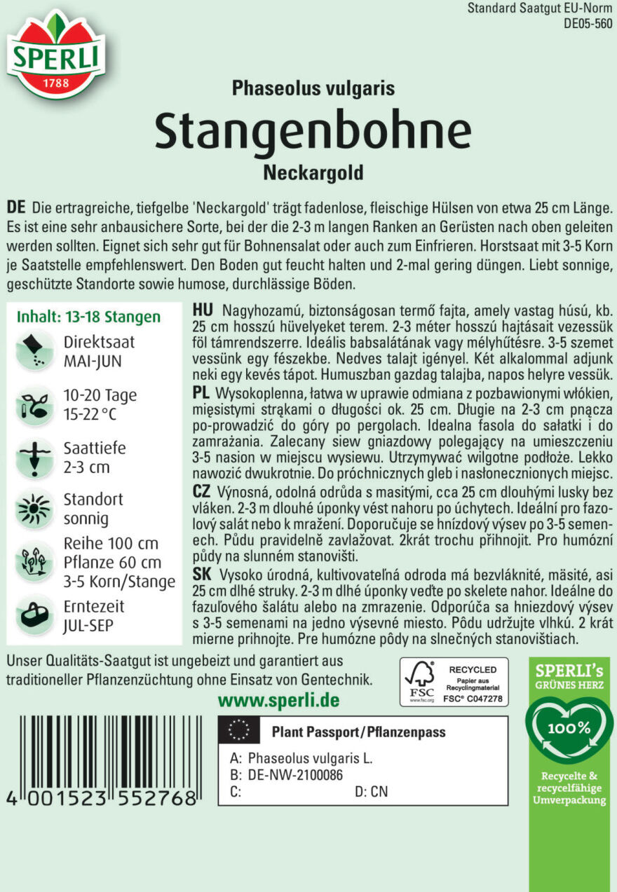 Sperli Stangenbohne Neckargold