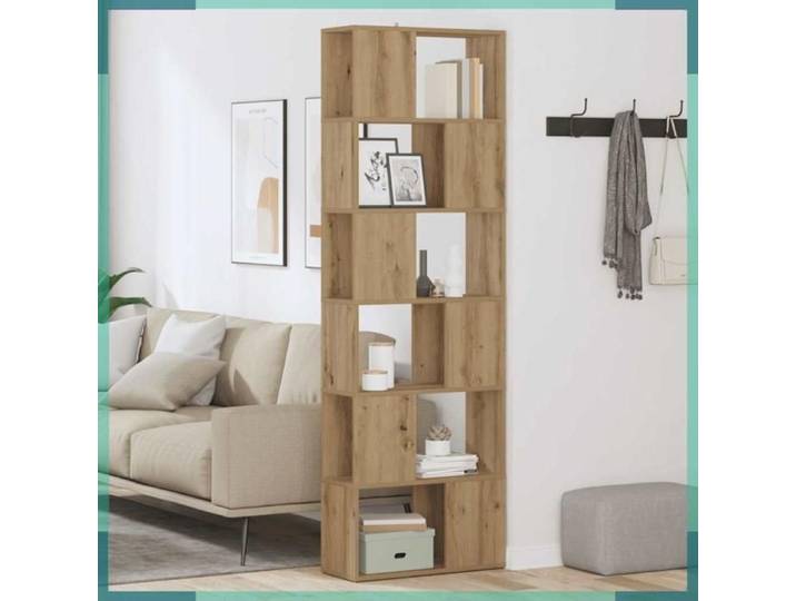 Bibliothèque / Séparateur de pièce - 856731 - Chêne artisanal - 60×24×186 cm - Bois d'ingénierie