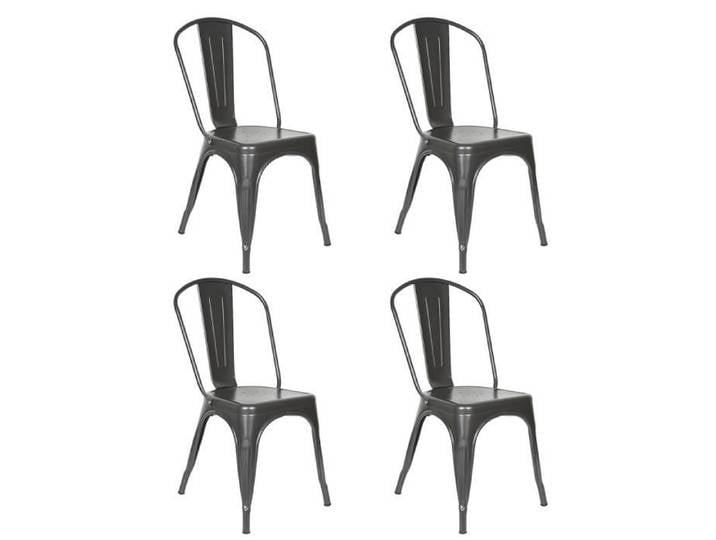 HSTURYZ Lot de 4 Chaises Style Industriel en Métal Empilable Tabouret de Cuisine Vintage Assise Métal 85*45*45cm Bronze