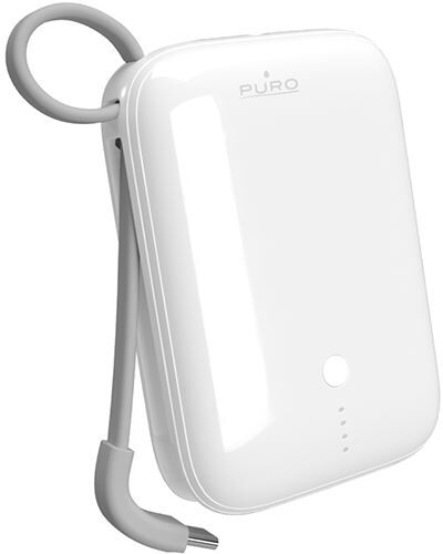 Puro Powerbank + Cabo USB-C Integrado  Power Link 10 Plus 10000mAh 20W  - Branco