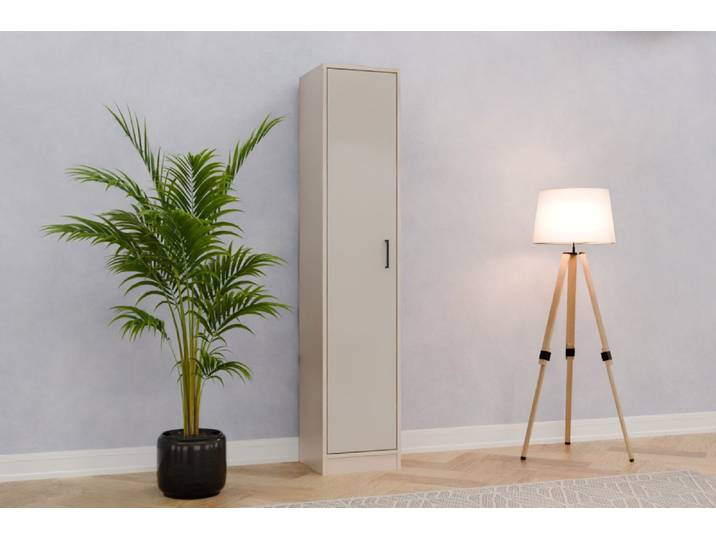 Badezimmer Hochschrank nach Maß - Lackiertes Glas Kaschmir glänzend - 195x40x38cm - Individuell konfigurieren