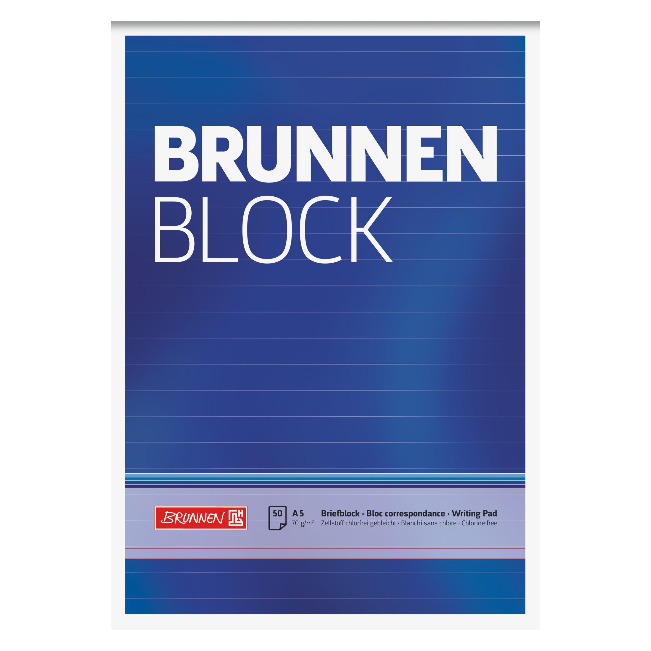 Brunnen Briefblock A5 70g/qm liniert 50 Blatt (A5, Liniert, Weicher Einband) (1052427)