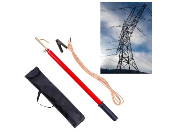 LXXW Hochspannungsentladungsstab Entladungsstab, teleskopisches elektrisches Sicherheitsstangenwerkzeug, Isolationsentladungsstab mit Kupferdraht und Haken(3.3ft/1000mm(10kv))