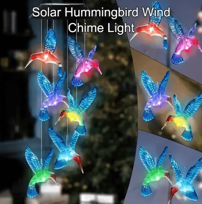 Inspire Curations Solar Hummingbird Wind Chime Lights Color Changing LED Garden Hanging Decor Solar Hummingbird Wind Chime Lights Color Changing LED Garden Hanging Decor